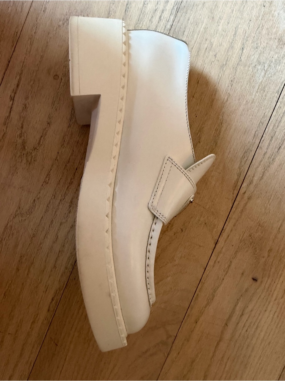 Authentic Prada Triangle White Leather Loafers - Picture 8 of 16